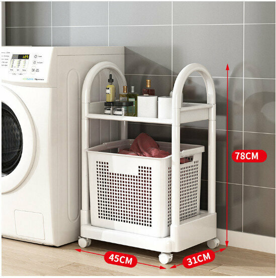 Bathroom Clothes Basket Dirty Clothes Basket Dirty Clothes Basket Rack (White Double with Grab Bars)
