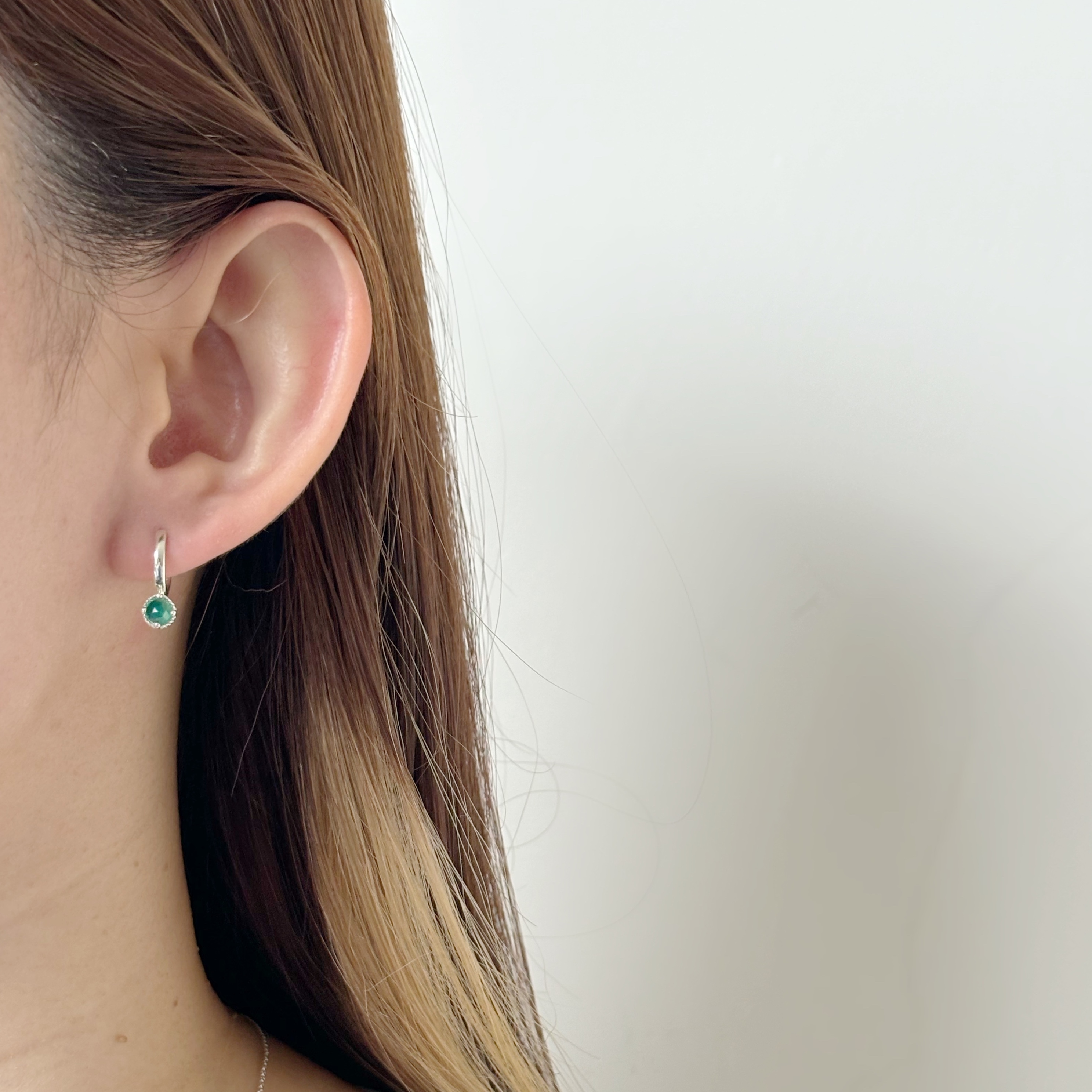 杯子蛋糕綠瑪瑙扣式耳圈