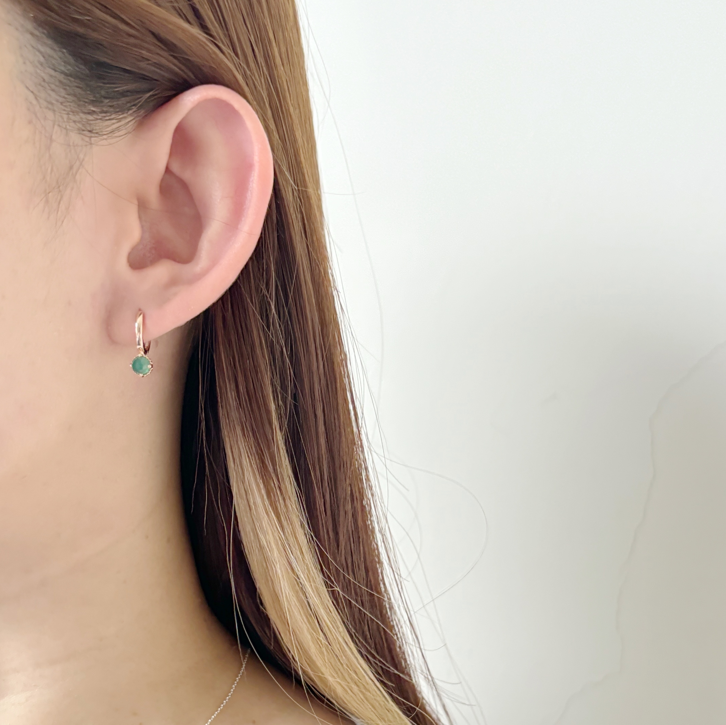 杯子蛋糕綠瑪瑙扣式耳圈