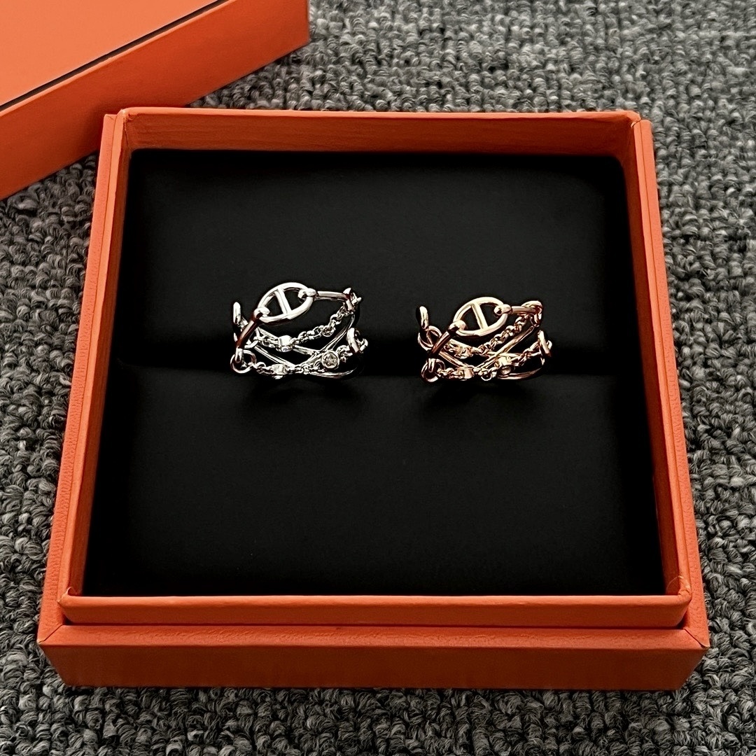 18k personalized豬鼻鏈條定製三層鑽戒