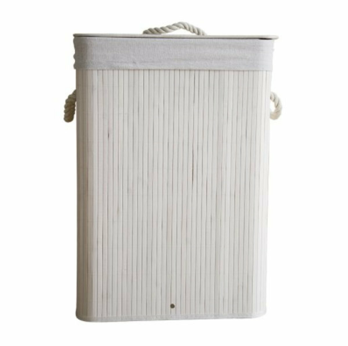 White Folding Bamboo Laundry Basket Dirty Laundry Basket Storage Basket Large Space (M-40*30*50)