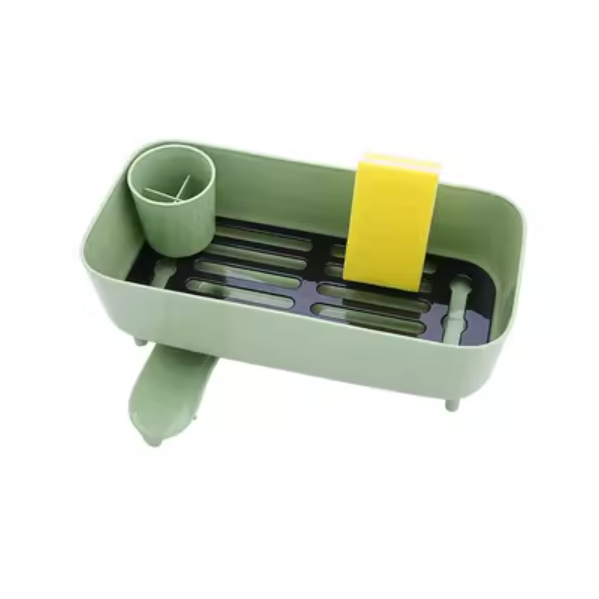 Kitchen countertop dishes drain basket (mustard green)