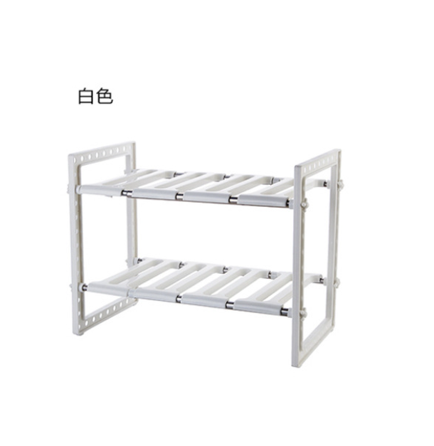 Kitchen, toilet, sink, shelf, retractable storage shelf, multi-purpose retractable shelf, bathroom floor-to-ceiling, multi-layer storage shelf, storage shelf, plastic layered storage shelf【White, Size:38*26*38cm】