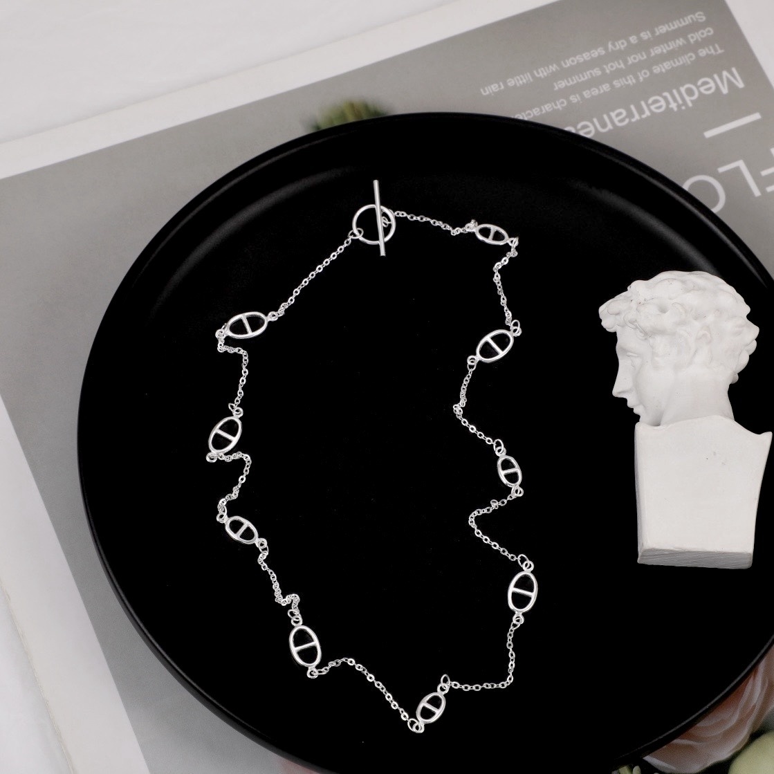 s925純銀 大小豬鼻一體式OT項鍊