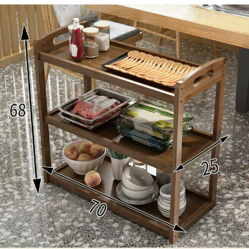 Wooden storage shelves (70 shelves in 3 tiers)
