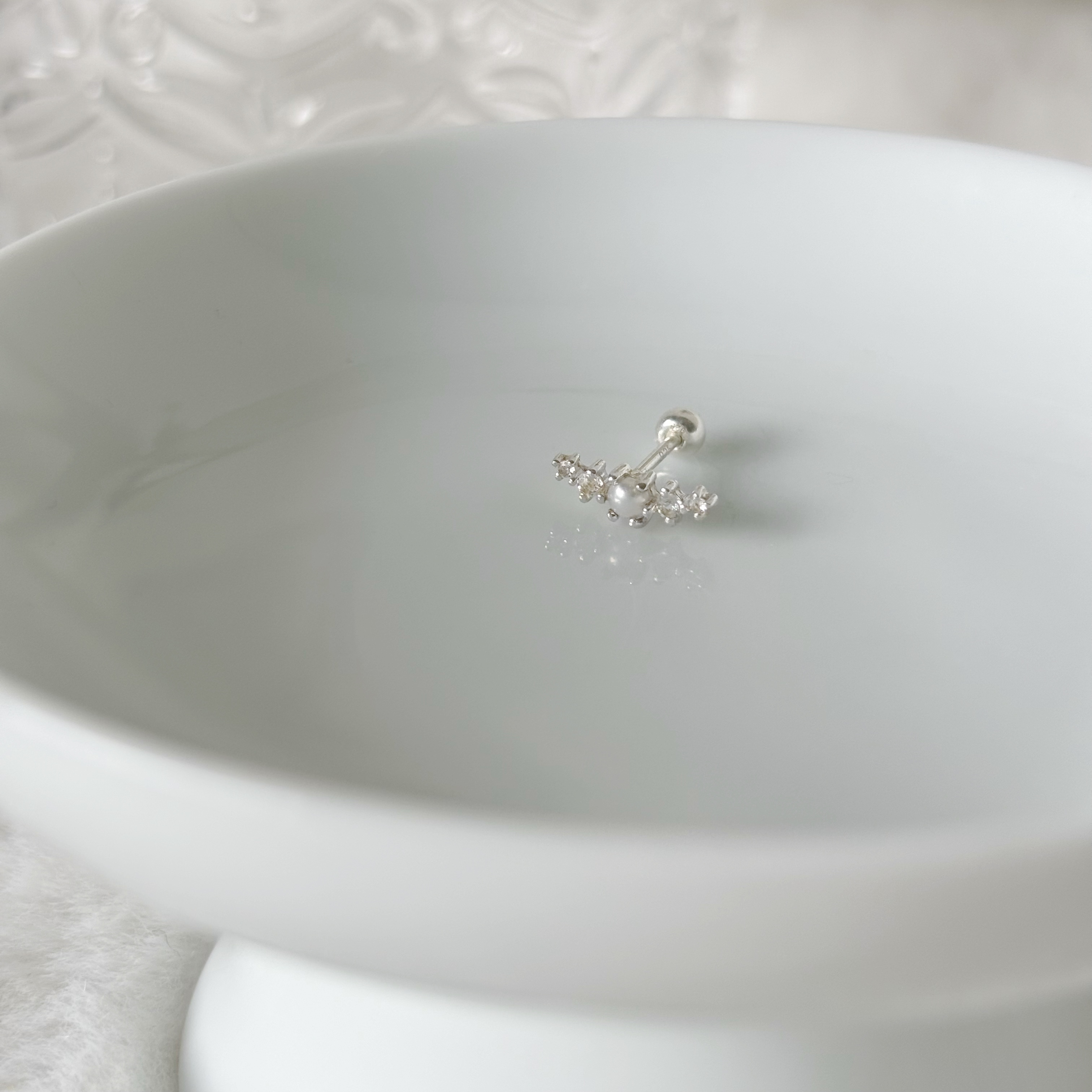 微笑珍珠白托帕石轉珠耳環