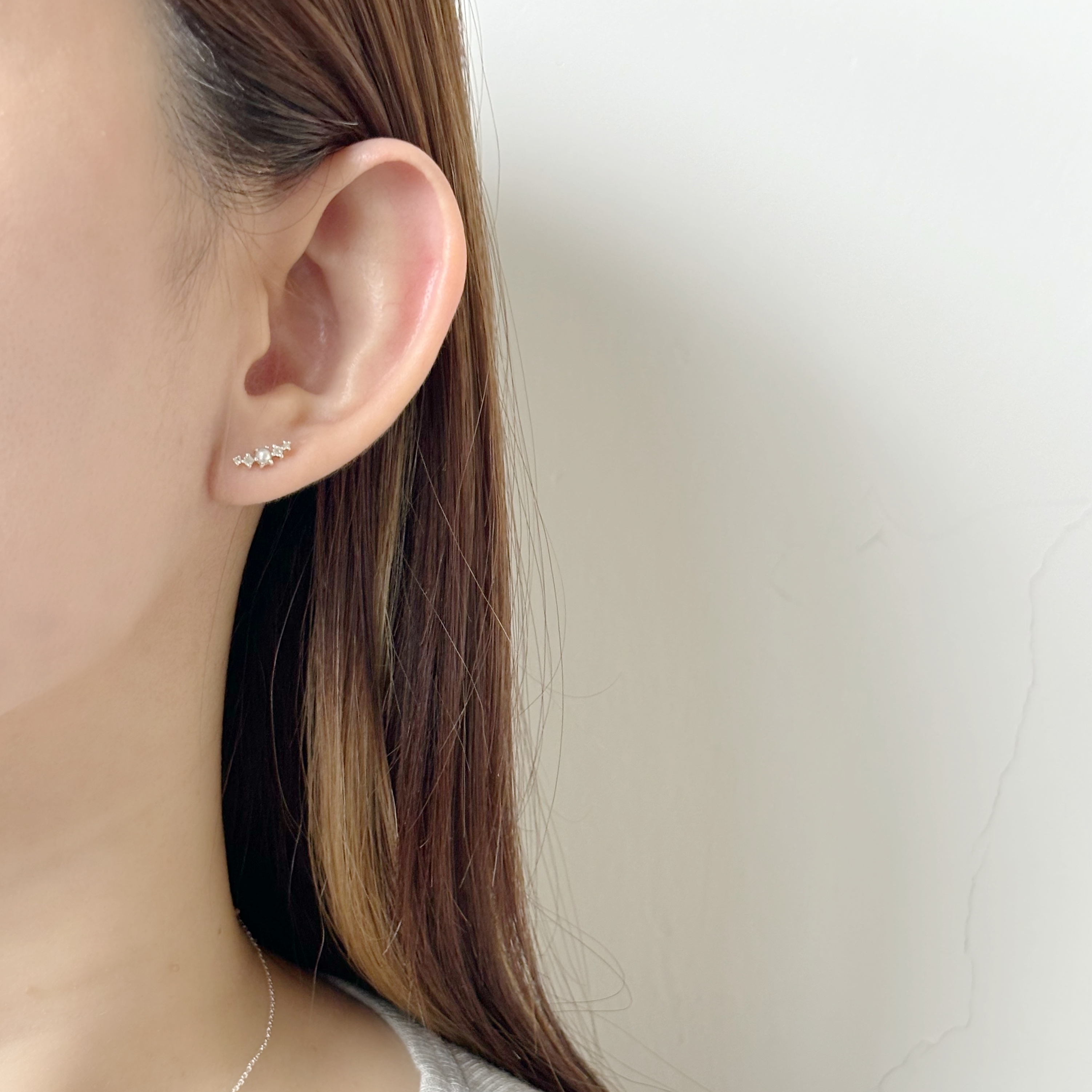 微笑珍珠白托帕石轉珠耳環