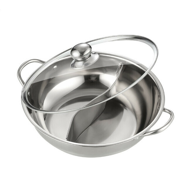 (28CM) thickened stainless steel hot pot double-ear shabu-shabu (two-flavor mandarin duck pot)
