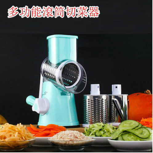 Household garlic crumble Garlic Pounder Vegetable Cutter Kitchen Vegetable Cutter Multi-function Drum Vegetable Cutter【Blue】