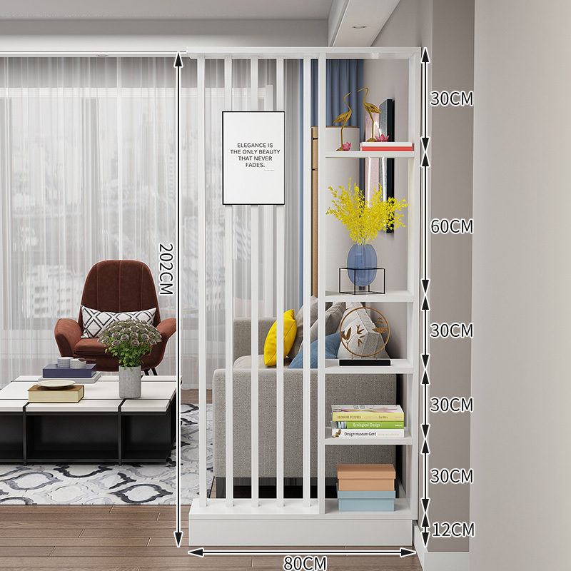 Popular home entrance floor-to-ceiling solid wood screen cabinet wall storage cabinet 80x30x202cm [5 white tubes + white]