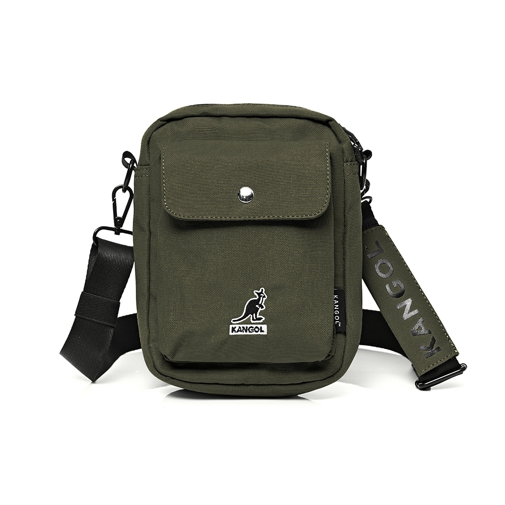 KANGOL 袋鼠 小Logo 帆布側背包 小方包 軍綠 6955300970