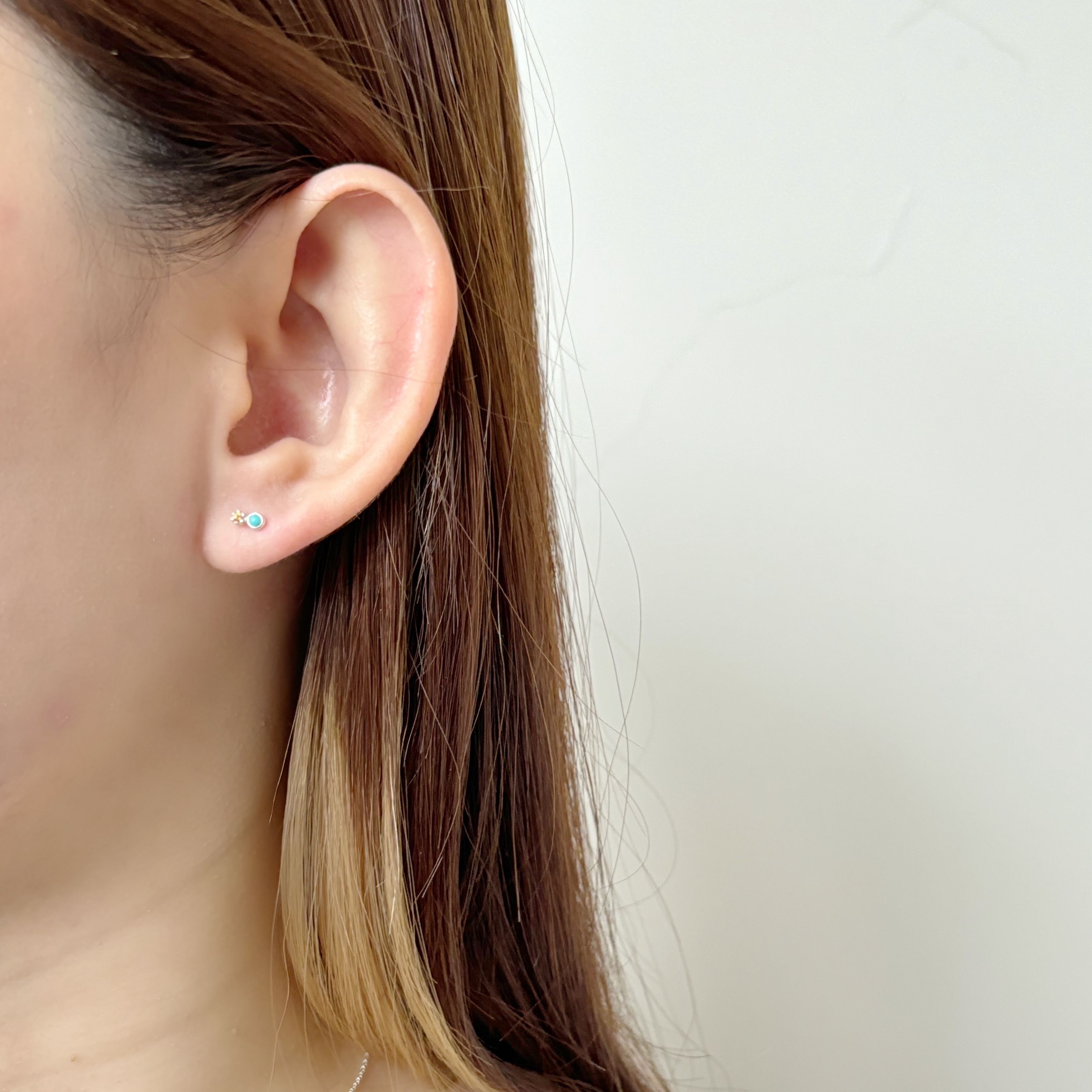 小圓土耳其石黃水晶轉珠耳環