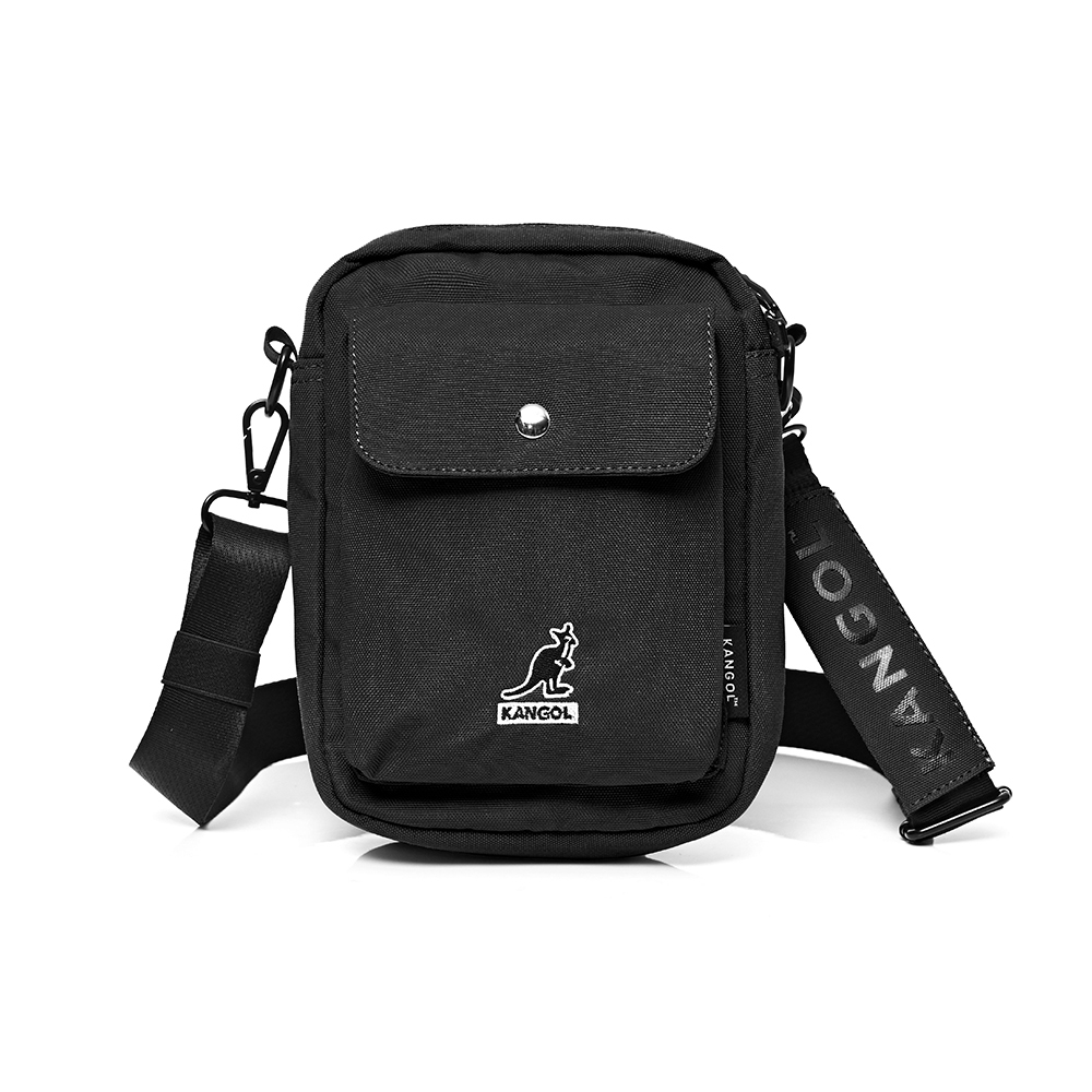 KANGOL 袋鼠 小Logo 帆布側背包 小方包 黑 6955300920