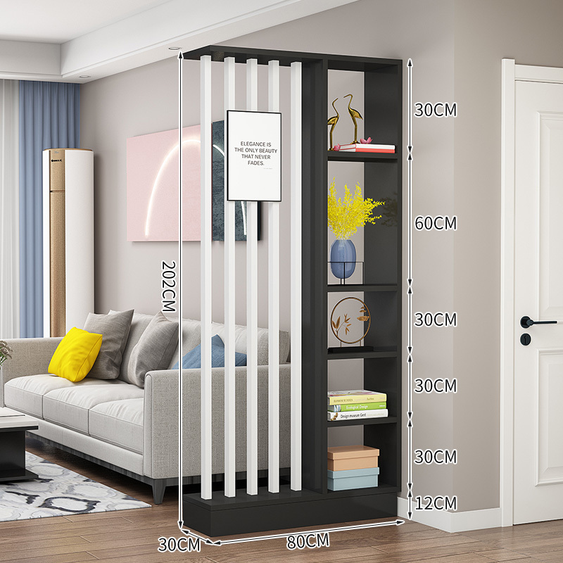 Popular home entrance floor-to-ceiling solid wood screen cabinet wall storage cabinet 80x30x202cm [5 white tubes + black]