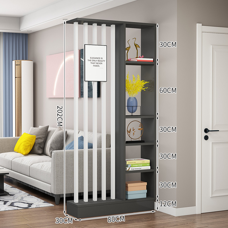 Popular home entrance floor-to-ceiling solid wood screen cabinet wall storage cabinet 80x30x202cm [5 white tubes + gray]