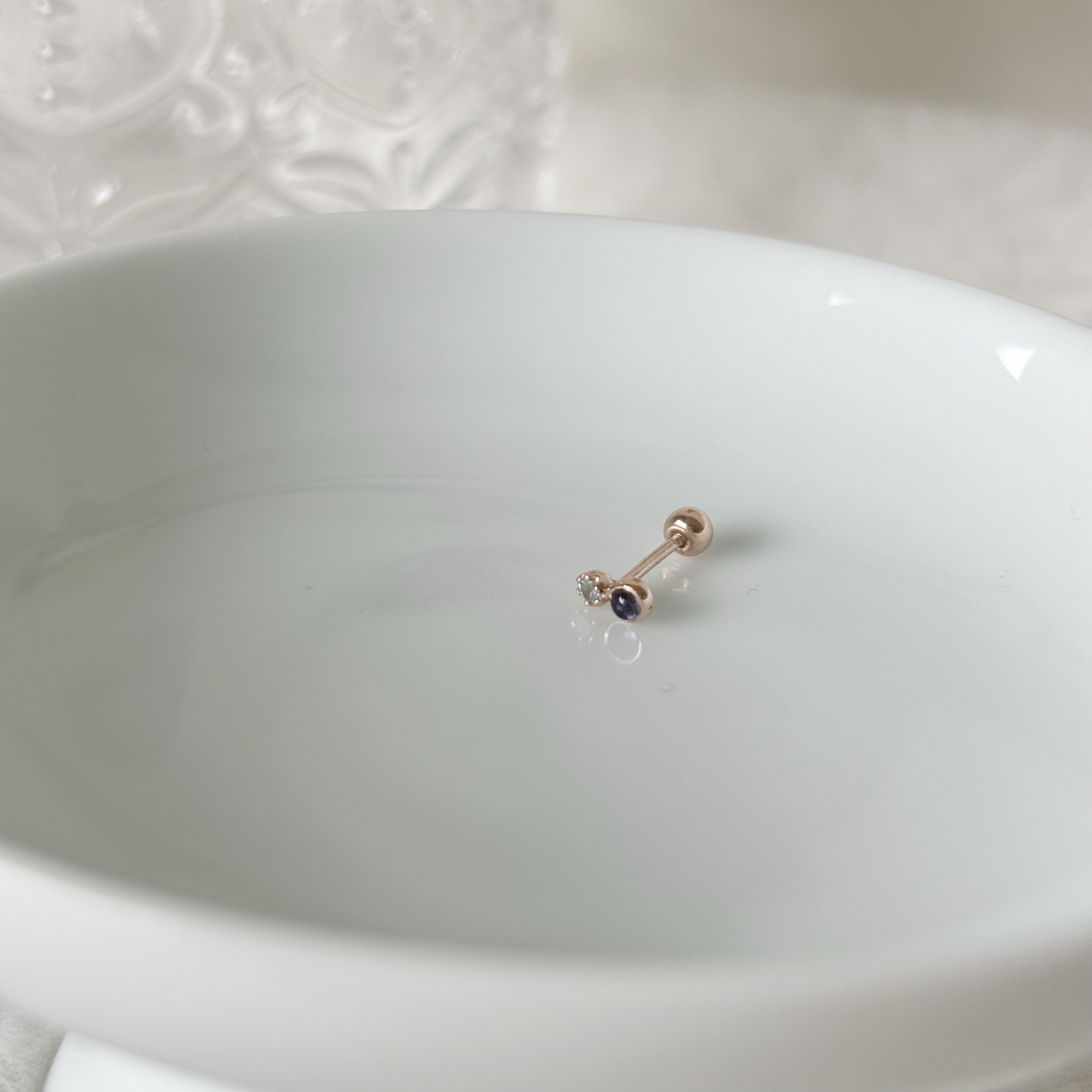 小圓菫青托帕石轉珠耳環