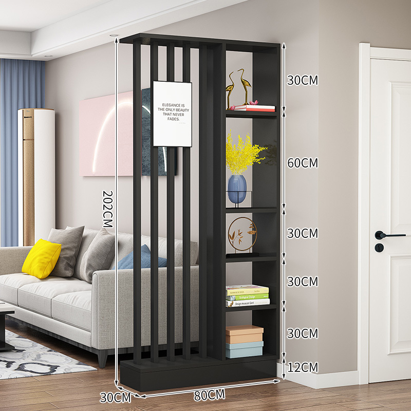 Popular home entrance floor-to-ceiling solid wood screen cabinet wall storage cabinet 80x30x202cm [5 black tubes + black]
