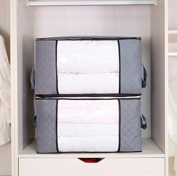 [1 piece] (gray / 60*40*35cm) non-woven storage bag, finishing bag, clothes quilt, moving luggage bag, super large capacity clothes moisture-proof storage bag 