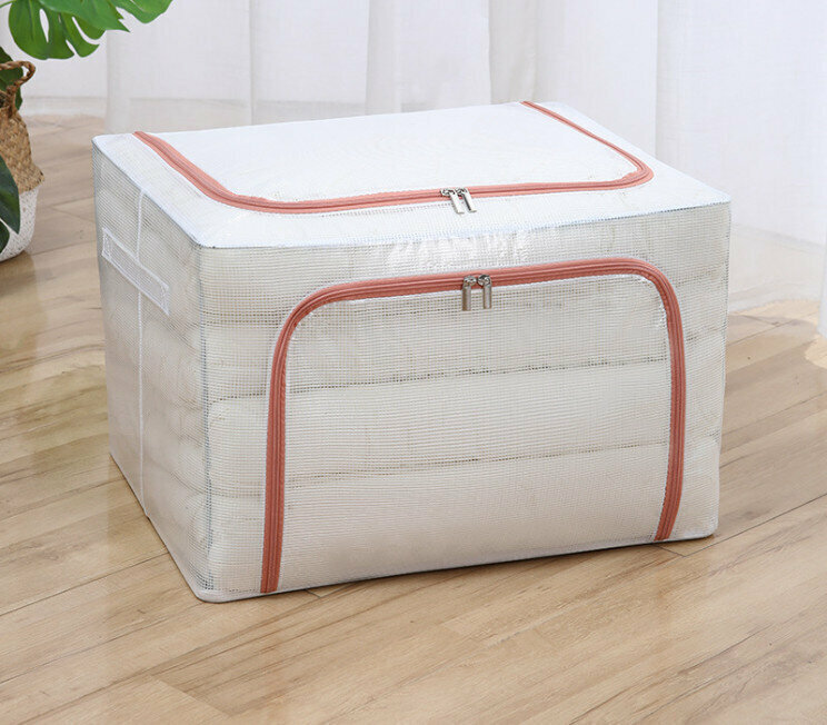 Clothes storage basket large capacity foldable [lotus root zipper - iron slider] 40*30*20CM