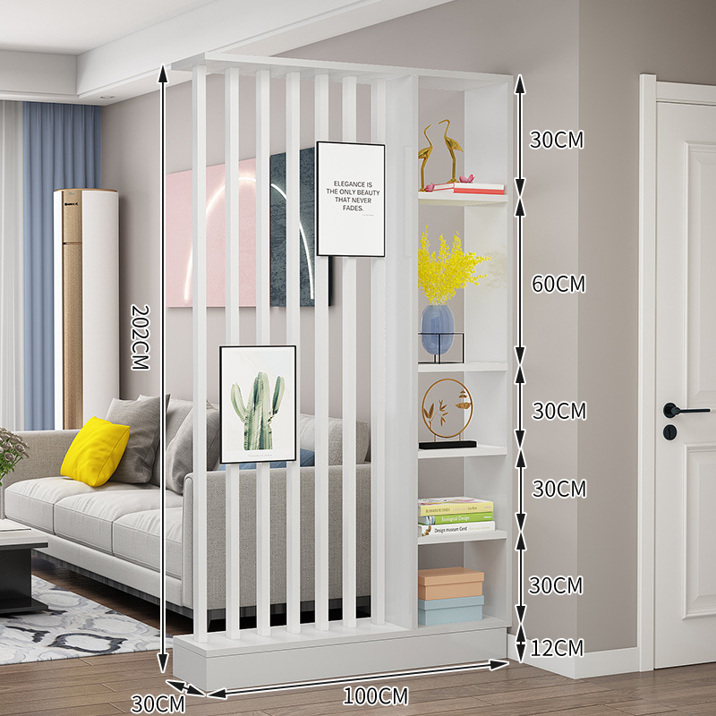 Popular home entrance floor-to-ceiling solid wood screen cabinet wall storage cabinet 100x30x202cm [7 white tubes + white]