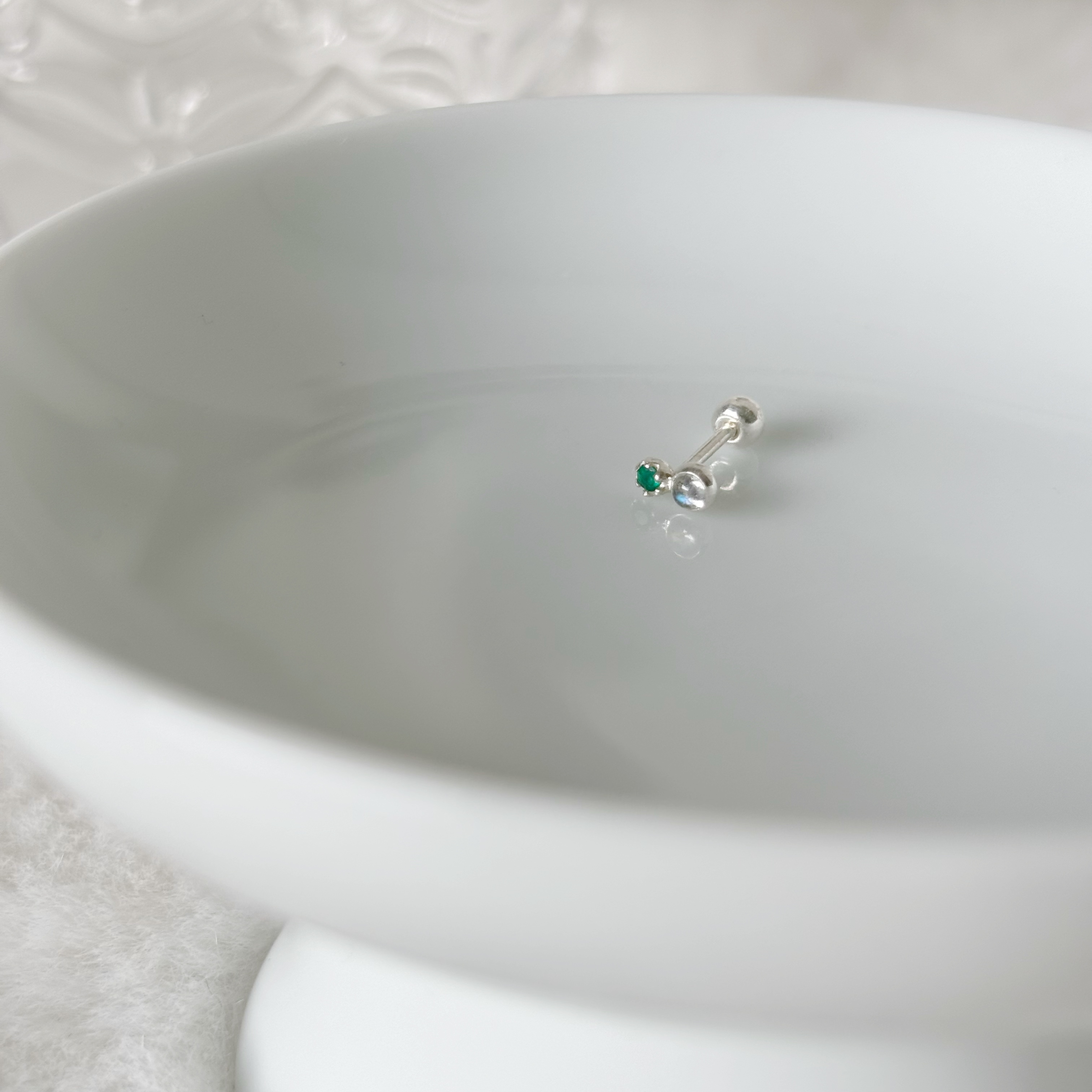 小圓拉長石綠瑪瑙轉珠耳環