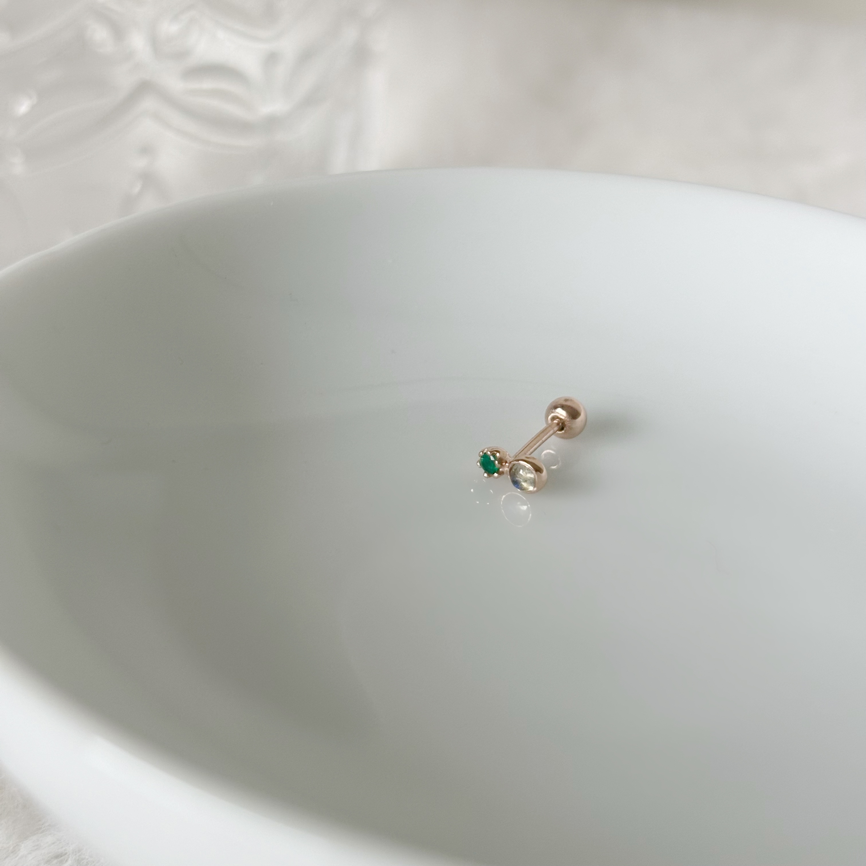 小圓拉長石綠瑪瑙轉珠耳環