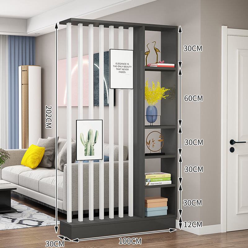 Popular home entrance floor-to-ceiling solid wood screen cabinet wall storage cabinet 100x30x202cm [7 white tubes + gray]