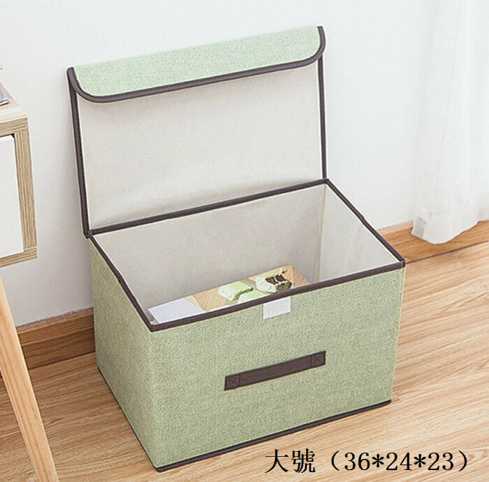 Storage box Clothing storage box Simple storage box Bedroom storage box Fabric storage box Foldable storage box [Green large (36*24*23cm)]