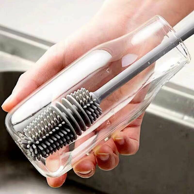 Multi-function long-handled silicone cleaning cup brush, baby bottle brush, water bottle brush, warm cup brush 