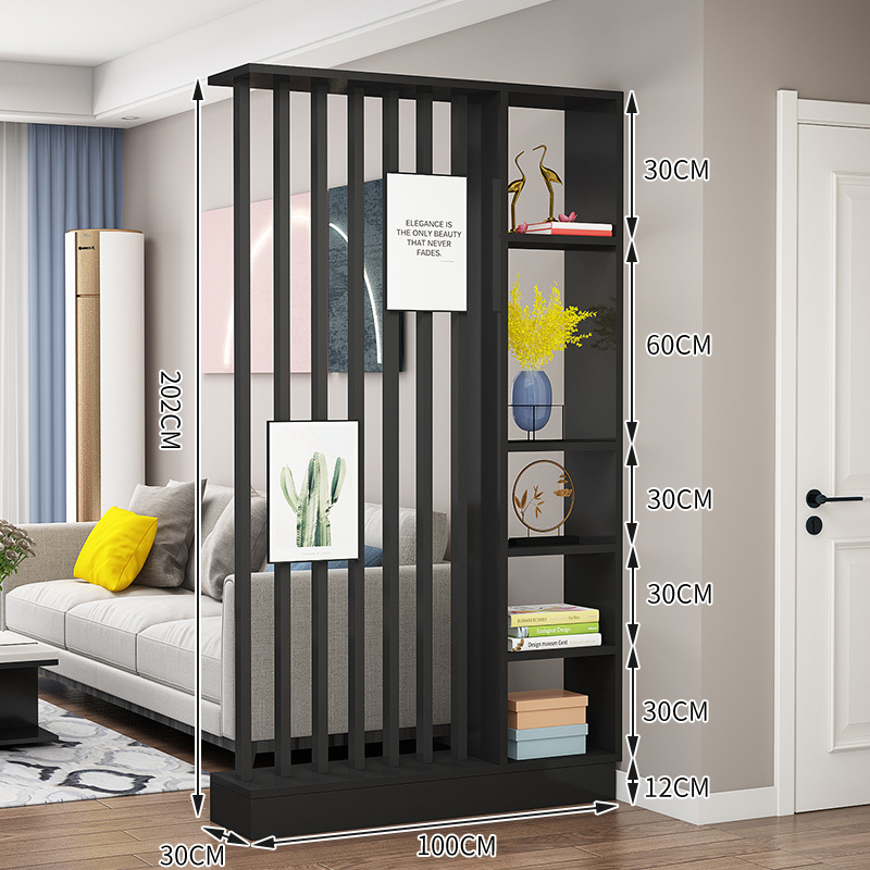 Popular home entrance floor-to-ceiling solid wood screen cabinet wall storage cabinet 100x30x202cm [7 black tubes + black]