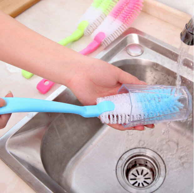 (1 piece) Extended handle water cup brush [random color] 