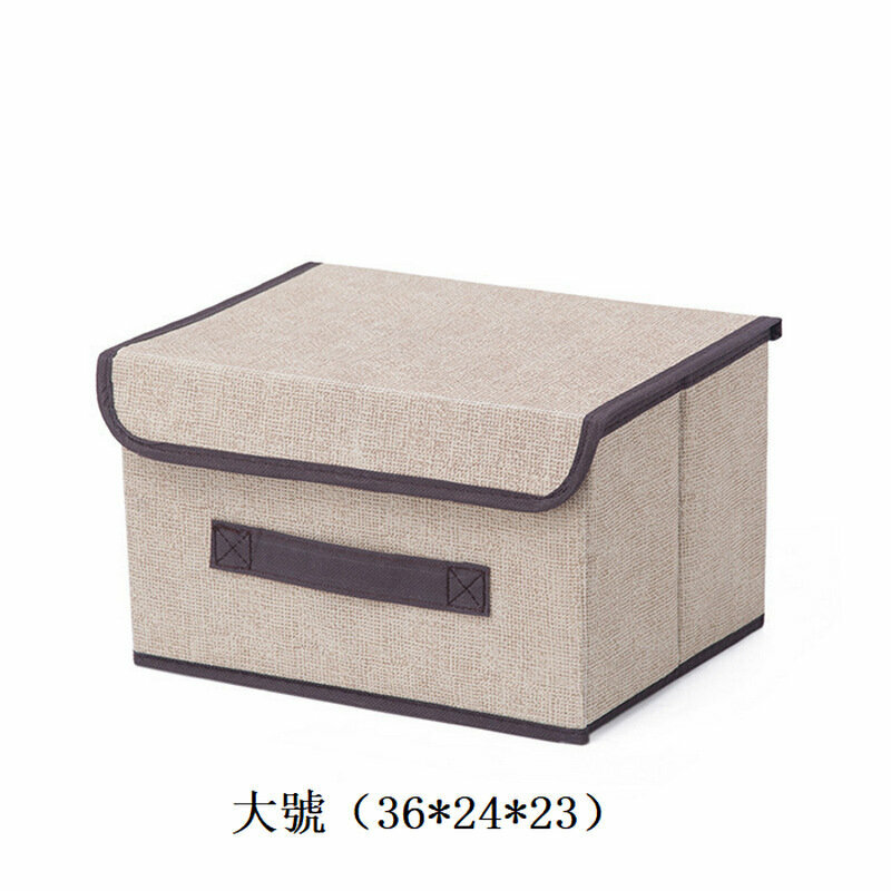 Storage box Clothing storage box Simple storage box Bedroom storage box Fabric storage box Foldable storage box【Off-white large (36*24*23cm)】