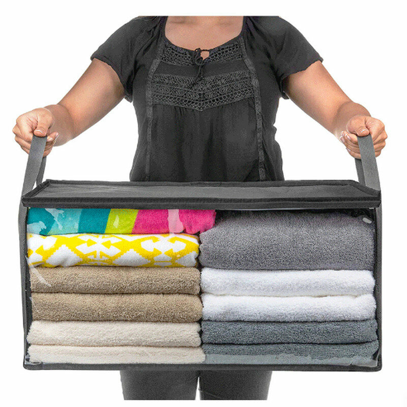 Clothing dust bag, storage bag, quilt bag, clothing finishing bag, home storage bag【dark gray-front PVC transparent window, single pack】