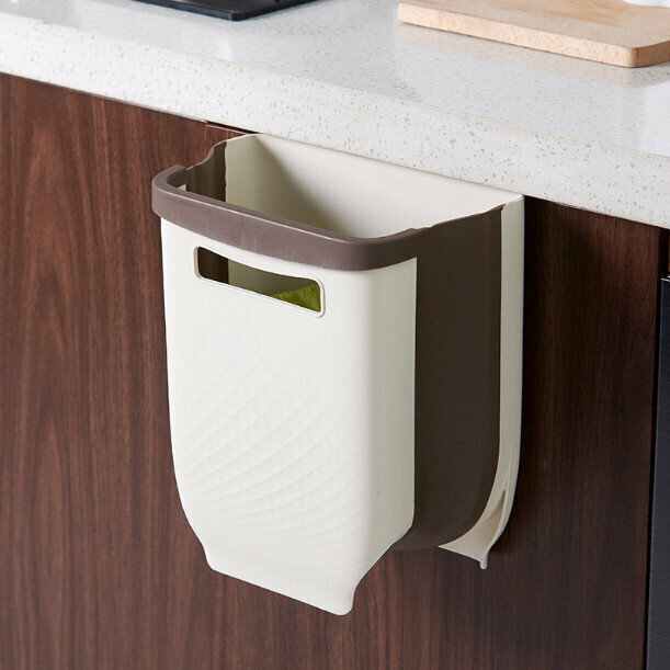 Folding hanging trash can (khaki)