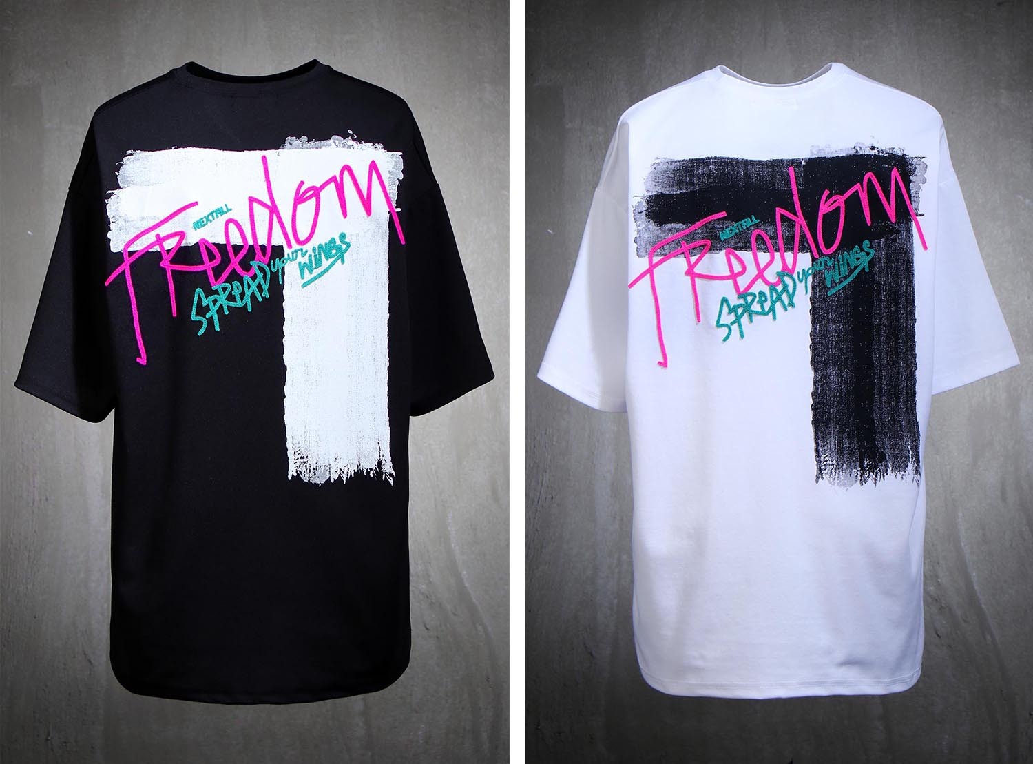 毛筆印花自由刺繡短袖T恤