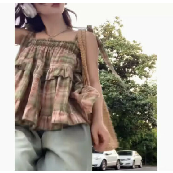 熱賣吊帶娃娃衫【格子圖片色】【S-XL】（下單後請聯絡客服確認發貨尺碼）