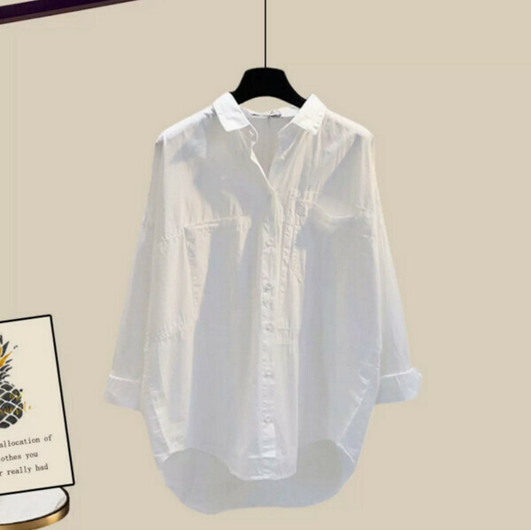 Women's Clothing - Shirt # Single Piece (White) (M-4XL) (Contact customer service to confirm size after placing an order) 
