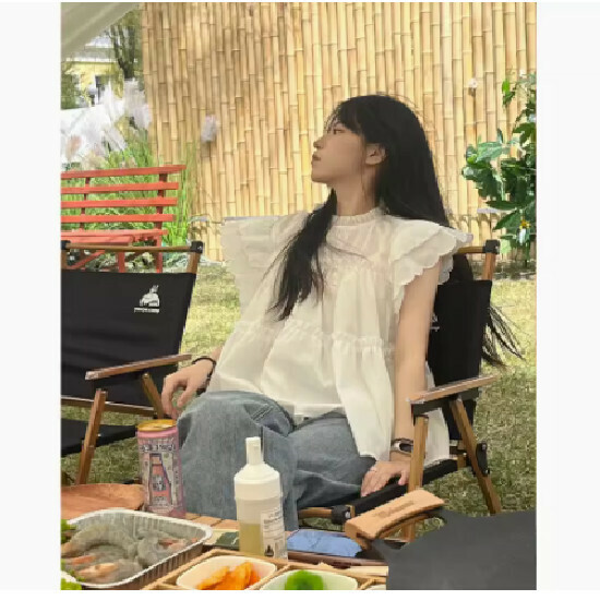 熱賣飛飛袖襯衫【白色】（優質版）【S-XL】（下單後請聯絡客服確認發貨尺碼） 