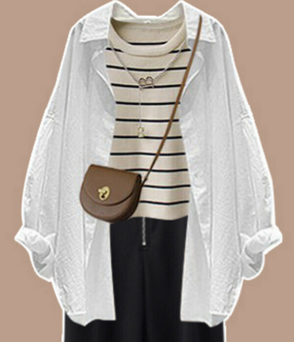 Women's Clothing - Shirt # Single Piece (White) (M-4XL) (Contact customer service to confirm size after placing an order) 