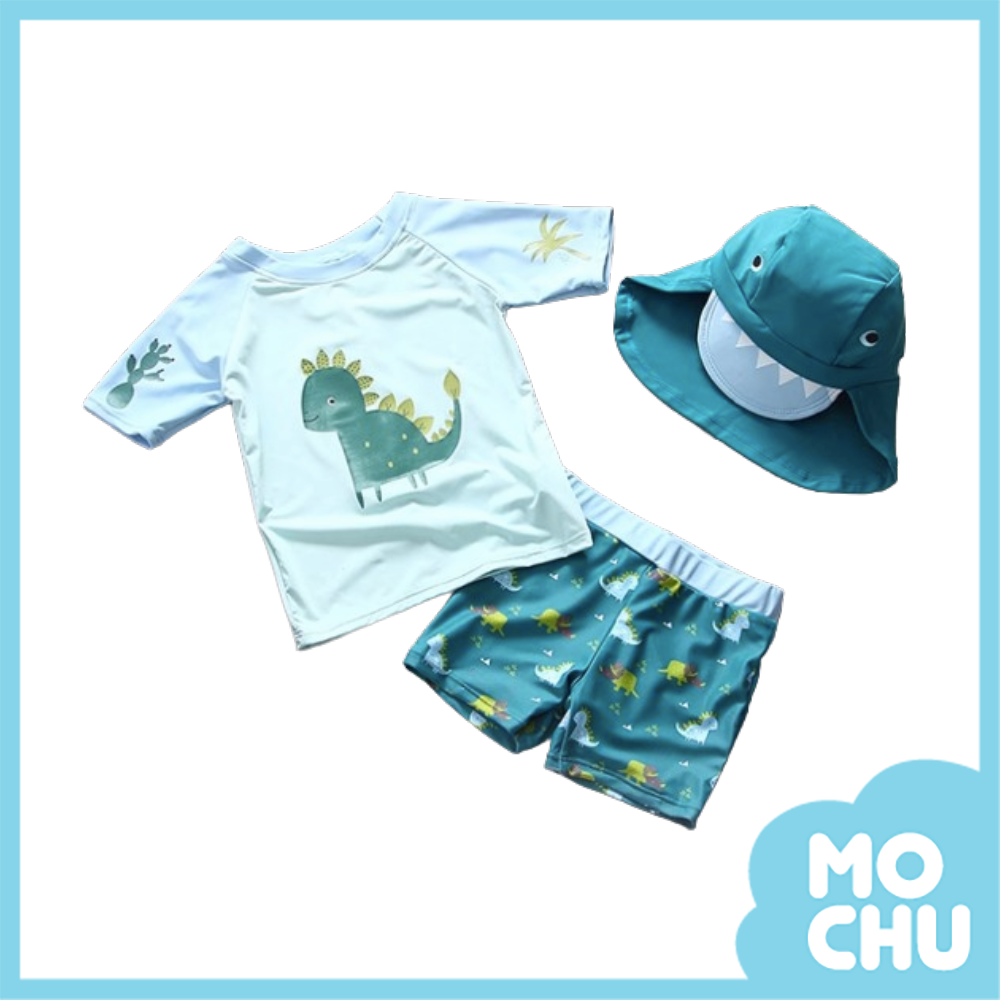 (90.110碼現貨)恐龍草原分體泳裝(送防曬帽)