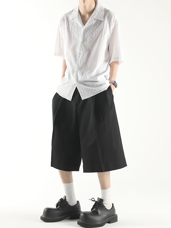 高迪鏤空開領短袖襯衫