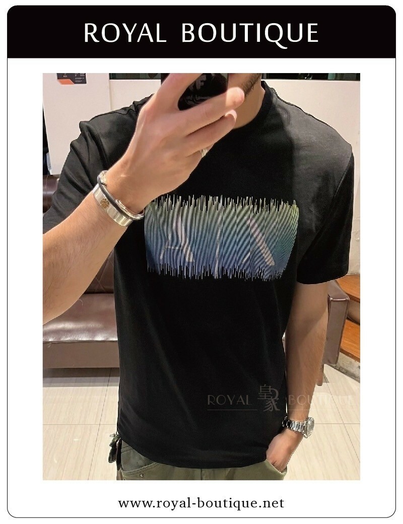 Armani Exchange 胸前螢光撞色文字LOGO短T