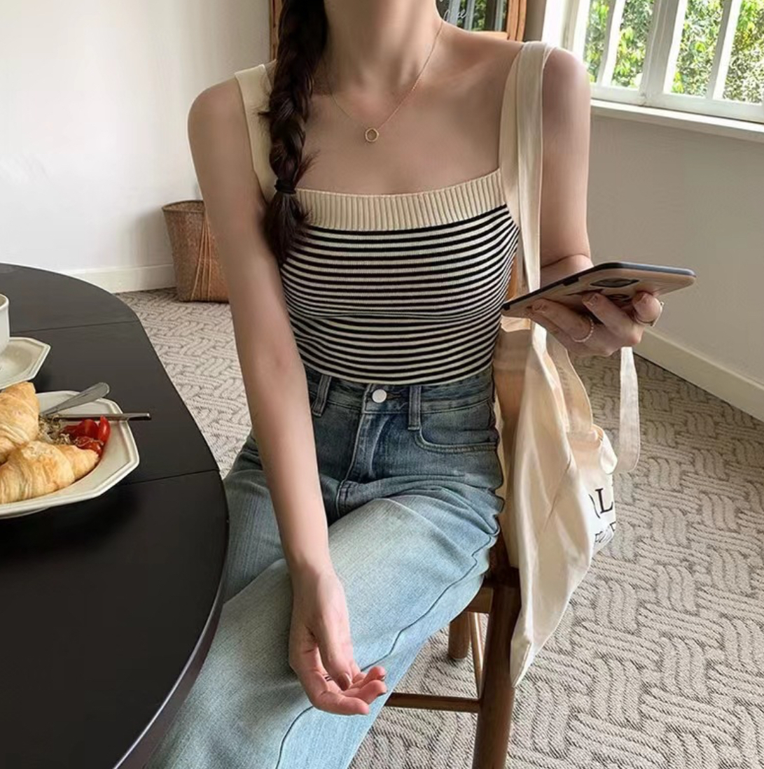 百搭復古條紋小可愛背心（五色）