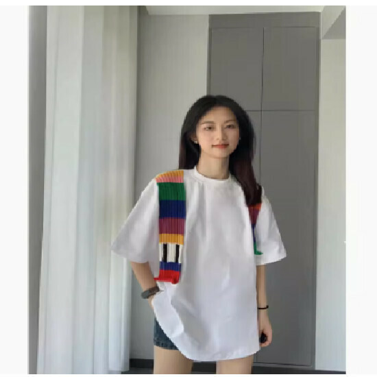 Hot Selling Spliced ​​Short Sleeve T-Shirt [White] (High Quality Pure Cotton) [M-2XL] (Please contact customer service to confirm the delivery size after placing the order)