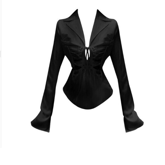 Hot Selling Satin Shirt [Black] Sizes [S-L] [Please contact customer service to confirm the delivery size after placing the order]