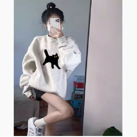 熱賣圓領衛衣【白灰色】（加絨）【M-2XL】（下單後請聯絡客服確認發貨尺碼）