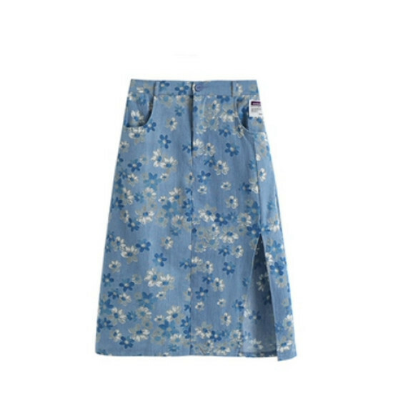 Hot Selling Camellia Denim Skirt [Blue] [M-3XL Size] (please contact customer service to confirm the delivery size after placing the order)