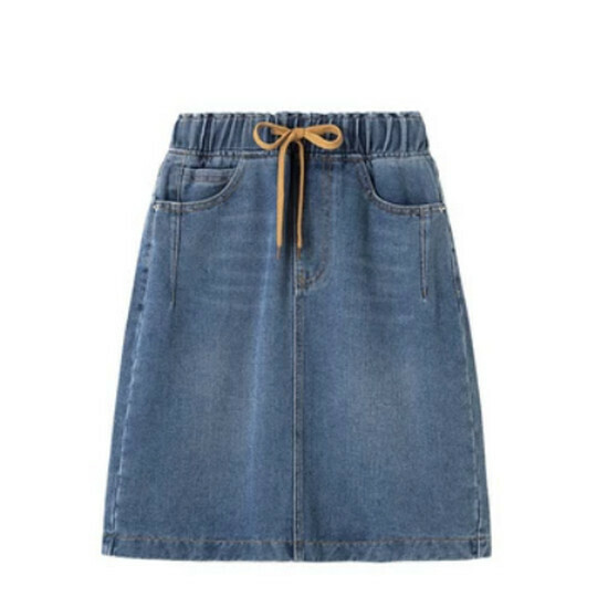 Hot selling elastic waist denim skirt [blue] [size L-4XL] (please contact customer service to confirm the delivery size after placing the order)