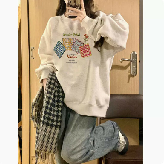 熱賣圓領衛衣【白灰色】（優質棉）【M-2XL】（下單後請聯絡客服確認發貨尺碼）