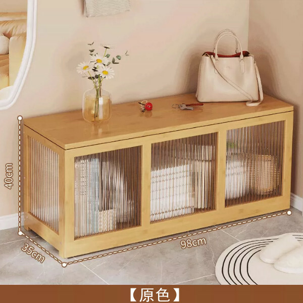 爆款楠竹實木家具 玩具櫃 換鞋凳玄関椅 被子收納櫃【98cm原色】